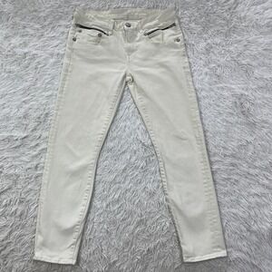 R13 Pants Womens 27 White Riot Biker Boy Cropped Denim Jeans Designer Italy